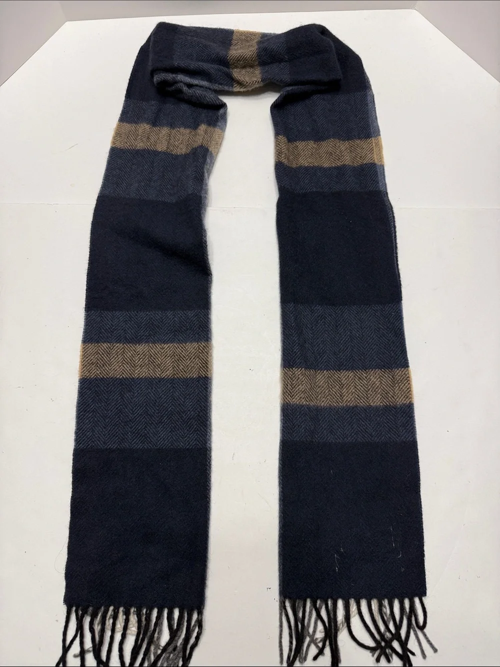 Joseph Men's Plaid Scarf in Navy, Gray & Tan
